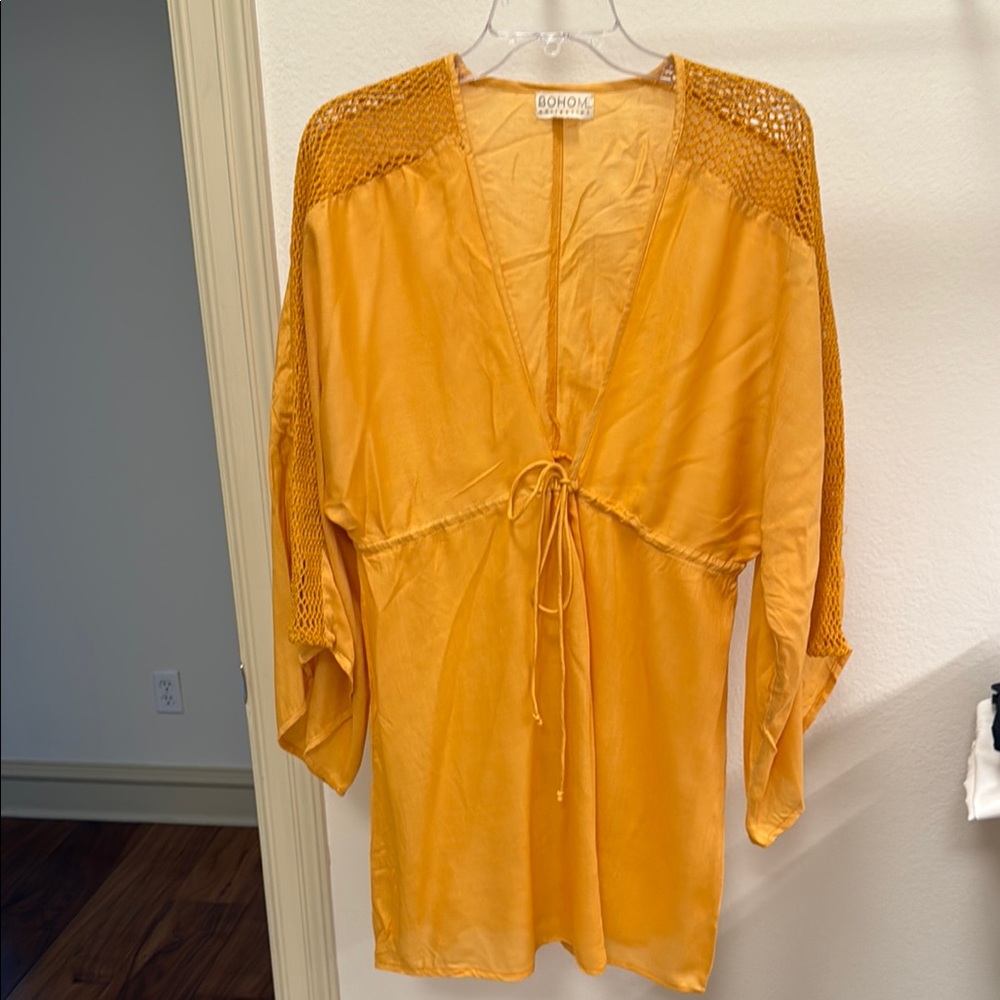 Bohme Gold Tie Front Tunic with 3/4 Sleeves